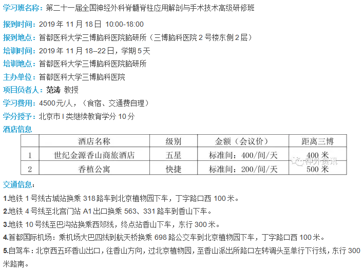 第二十一屆全國神經(jīng)外科脊髓脊柱應用解剖與手術技術高級研修班邀請函